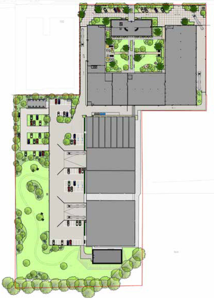 We maken een stoer entreegebied voor de klanten en een bedrijfstuin met vaste planten en siergrassen voor de medewerkers.