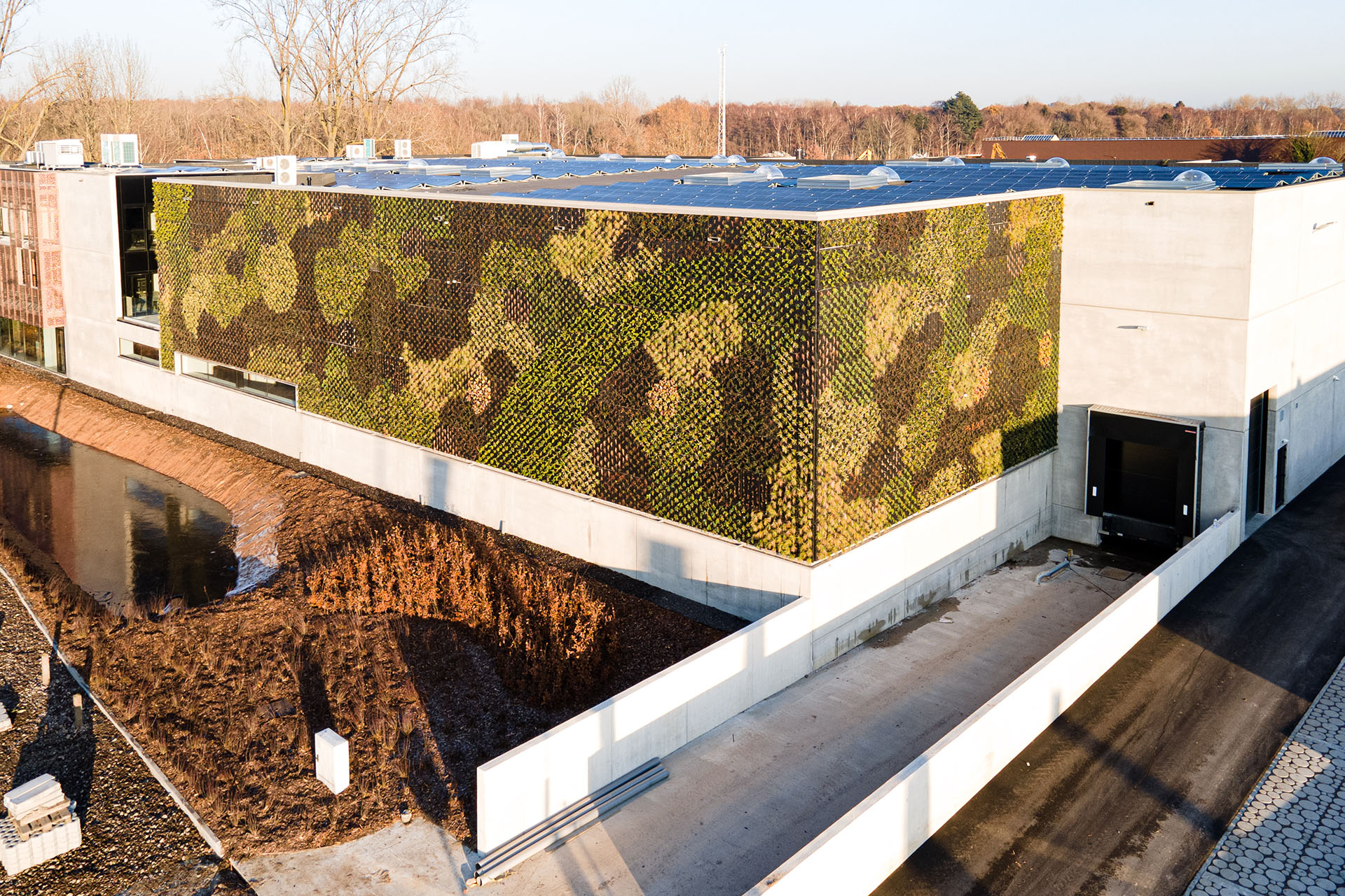 In Wijnegem, net onder Antwerpen, hebben wij een imposante groene wand mogen aanleggen.