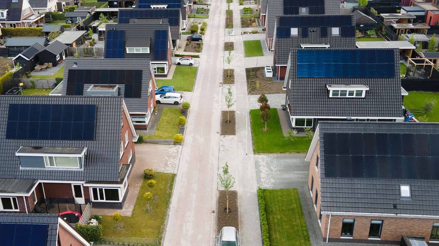 Het aanleggen van verschillende plantvakken die qua beplanting passen bij de strakke lijnen van de huizen in deze nieuwbouwwijk in gemeente Smallingerland.