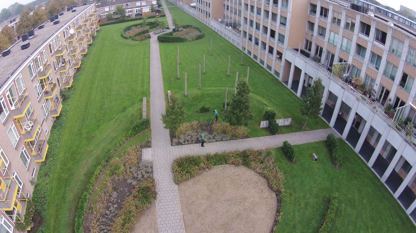 Voor woningcorporatie Nijestee in de stad Groningen onderhoudt Dolmans de groenvoorzieningen.